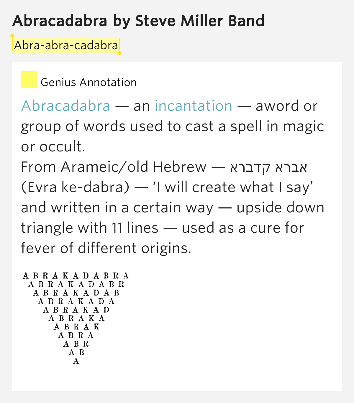 lyrics abra abra abra cadabra abracadabra lyrics meaning lyrics abra abra abra cadabra abracadabra lyrics meaning
