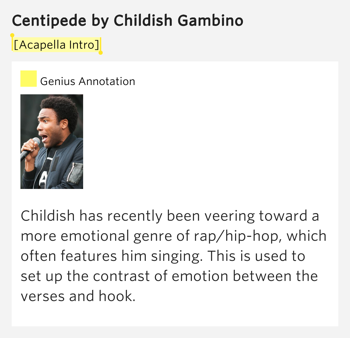 childish gambino genius acapella intro centipede by childish gambino childish gambino genius acapella intro centipede by childish gambino