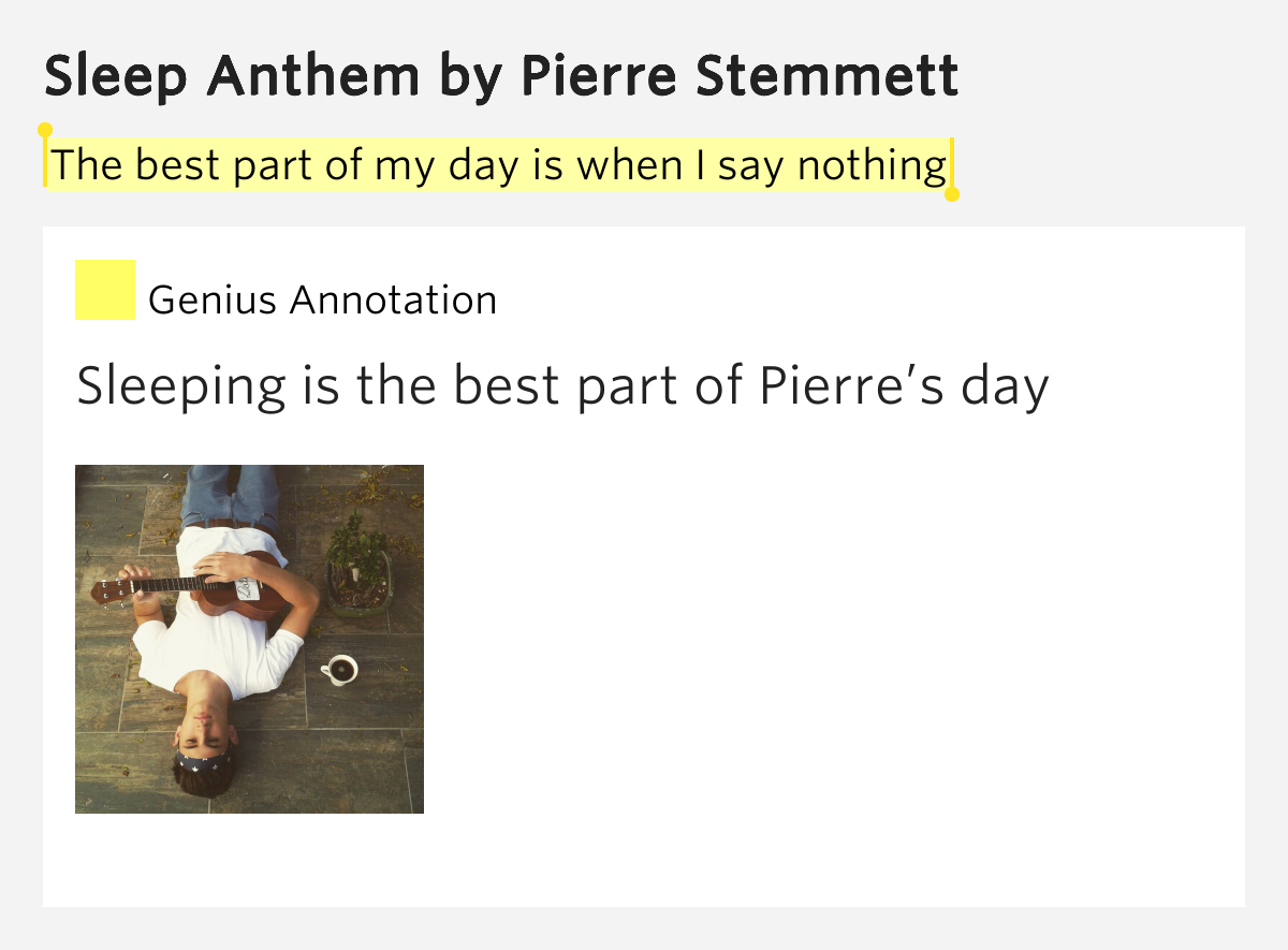 Best Part Of The Day Lyrics | the best part of my day is when i say nothing sleep Best Part Of The Day Lyrics | the best part of my day is when i say nothing sleep