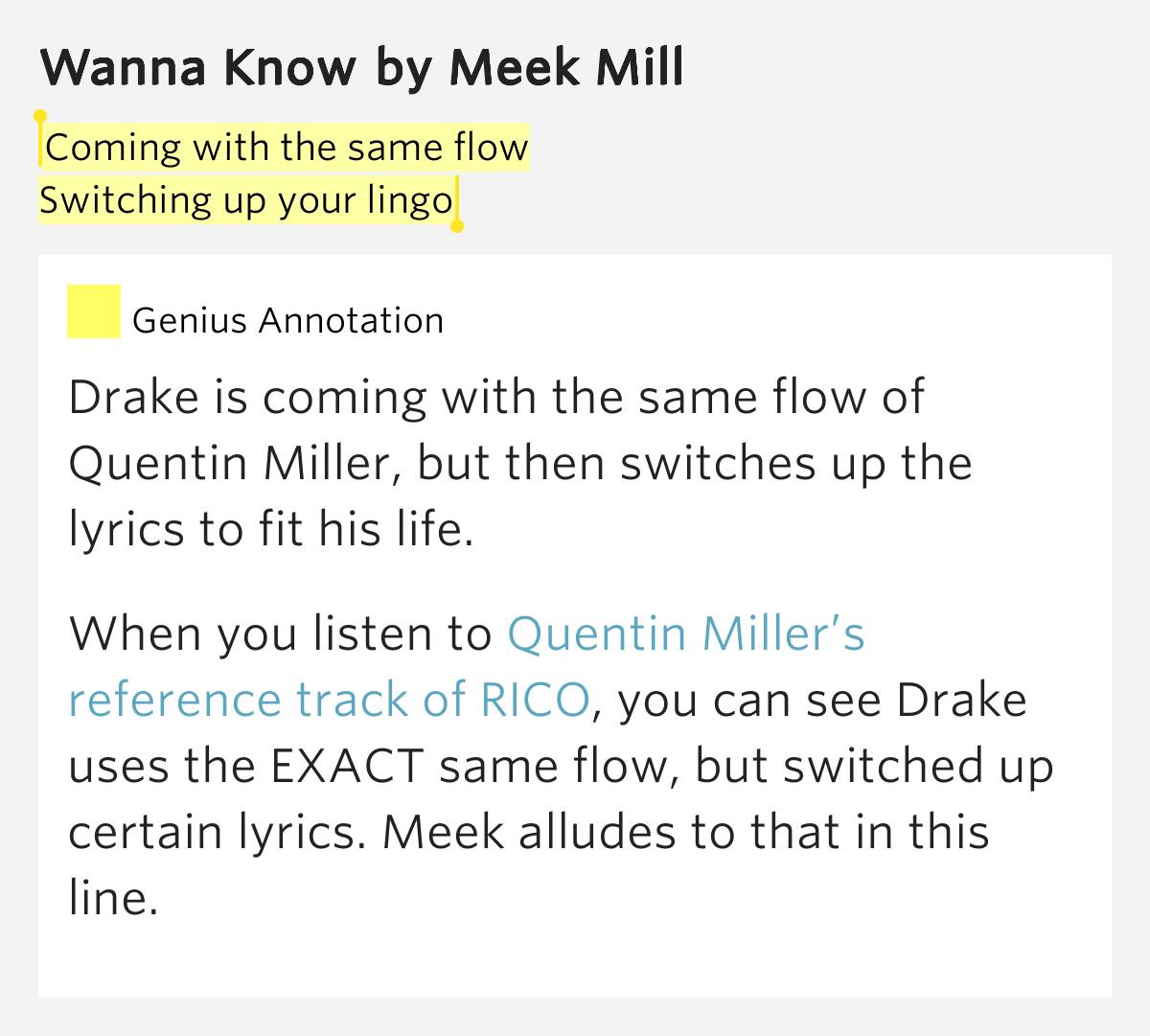 Coming with the same flow / Switching up your lingo Wanna Know Lyrics Meaning