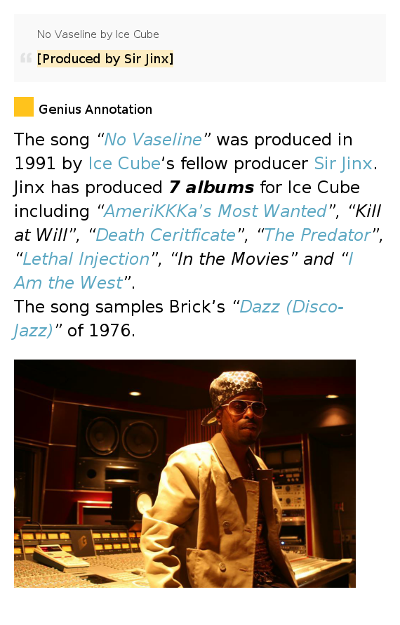 [Produced by Sir Jinx] No Vaseline by Ice Cube