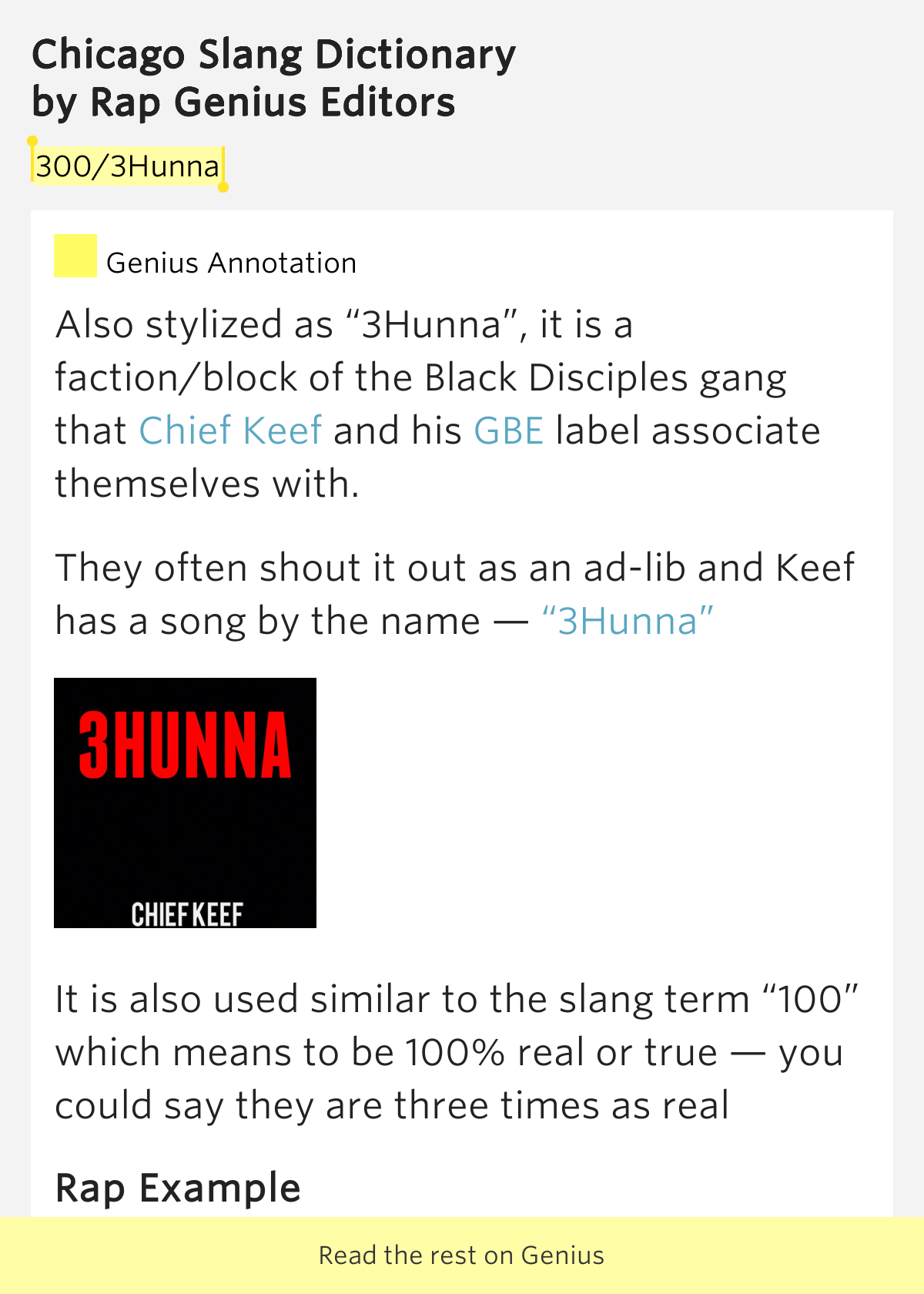 Hunna Chicago Slang Dictionary Lyrics Meaning