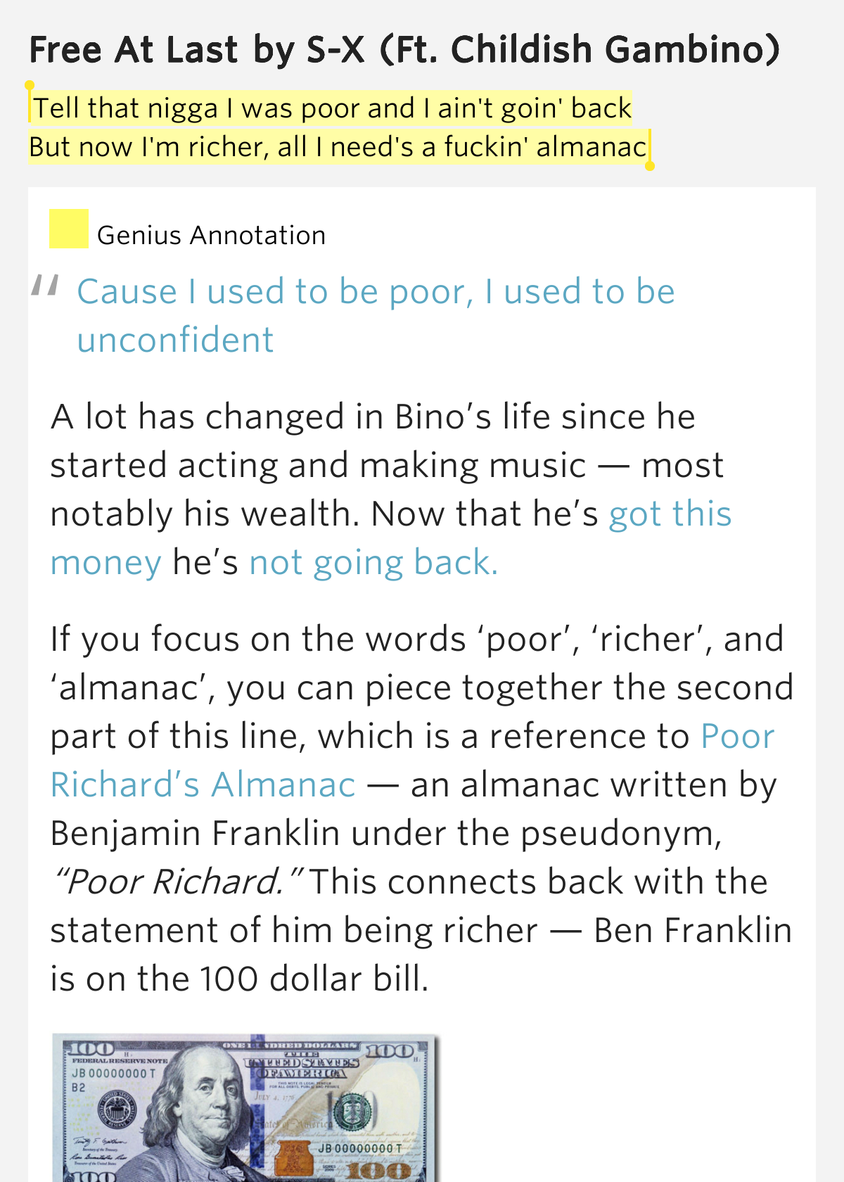 I Need A Dollar Lyrics Meaning
