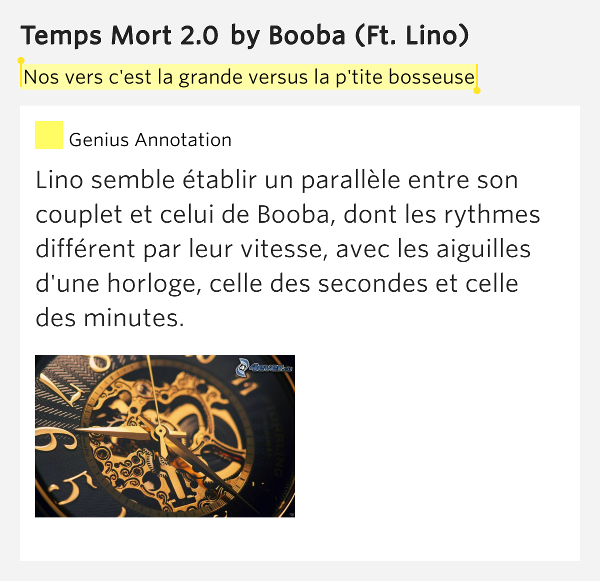 vers meaning bottom la bosseuse Nos grande Temps p'tite la vers versus c'est â