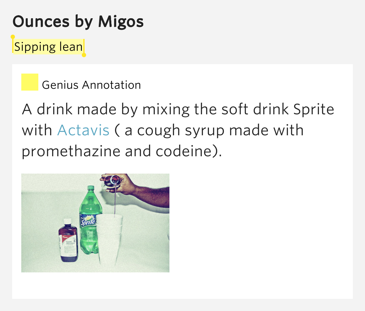 Sipping lean Ounces by Migos