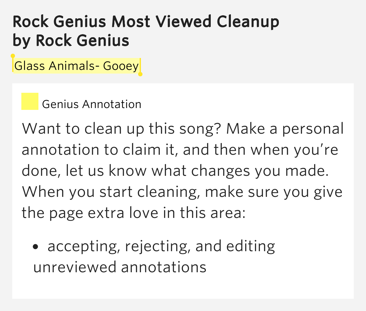 Glass Animals Gooey Rock Genius Most Viewed Cleanup