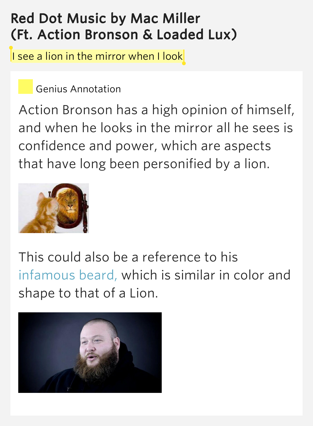 I see a lion in the mirror when I look Red Dot Music