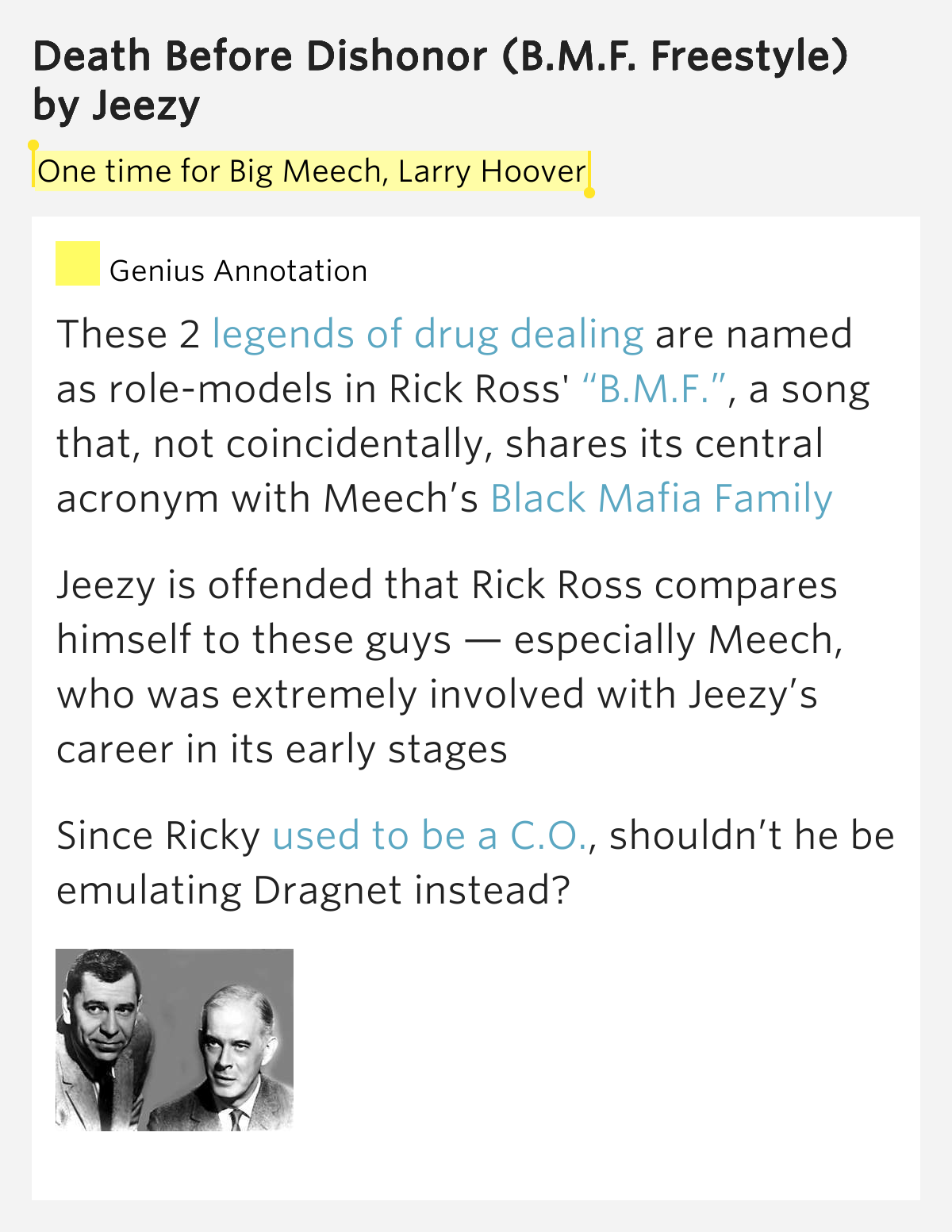 One time for Big Meech, Larry Hoover Death Before Dishonor (B.M.F