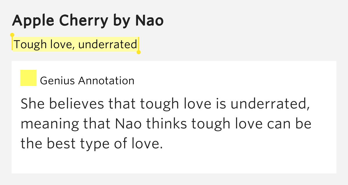 Tough love, underrated Apple Cherry Lyrics Meaning