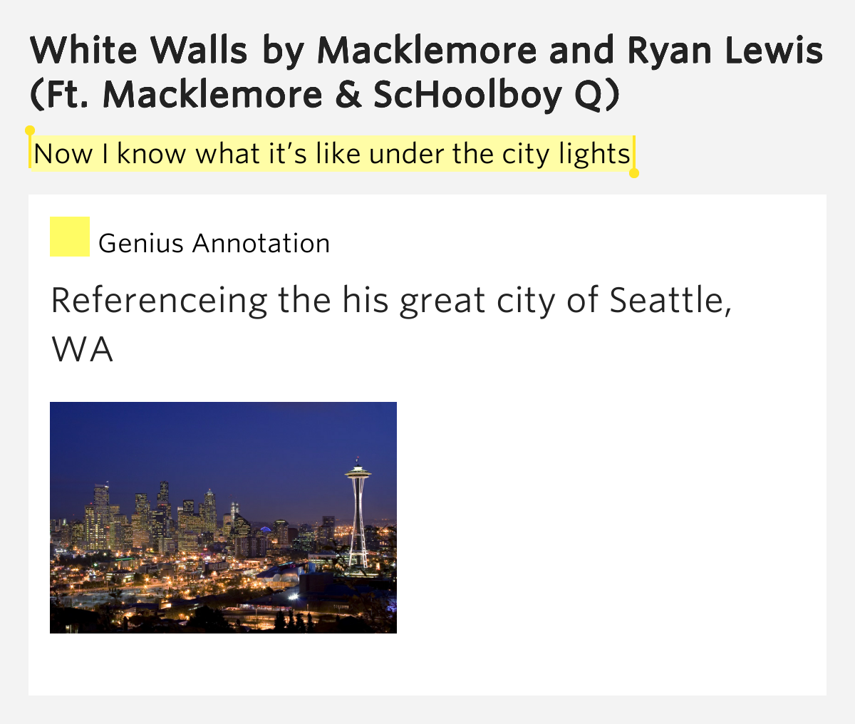 Now I know what it s like under the city lights White Walls