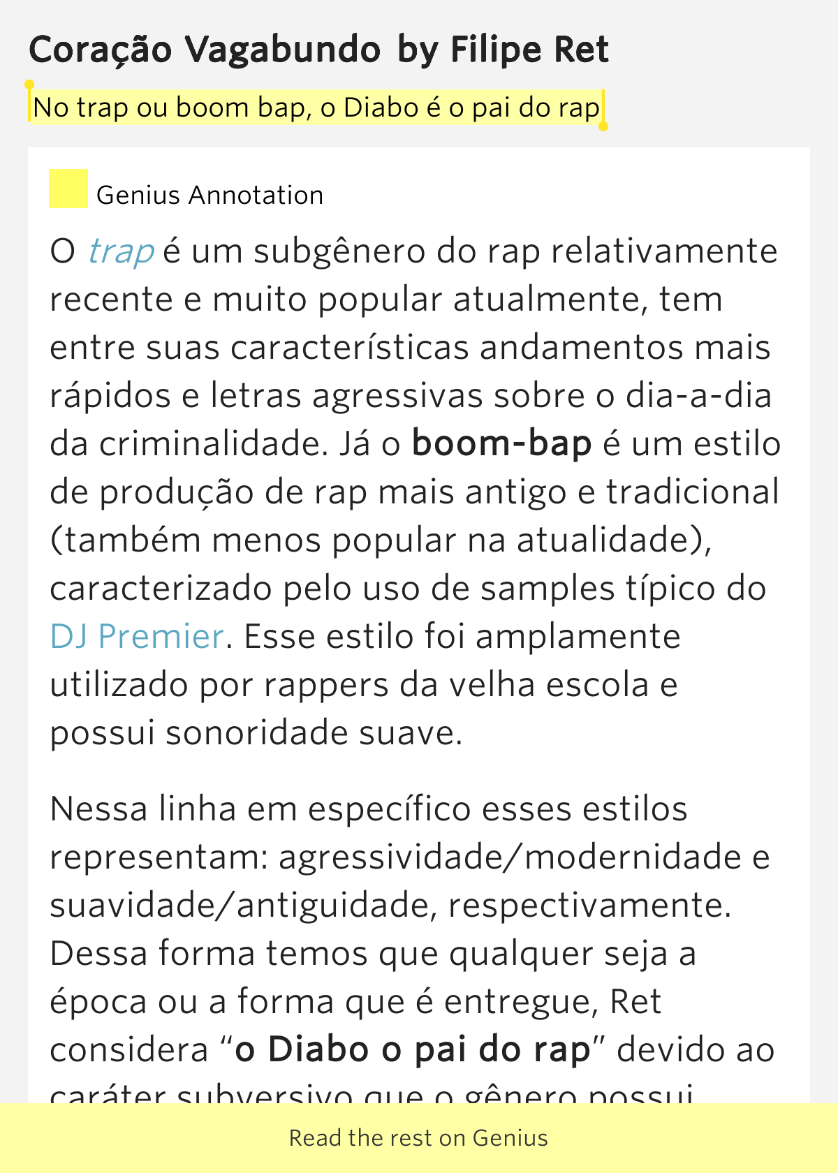 No trap ou boom bap, o Diabo é o pai do rap Coração Vagabundo Lyrics