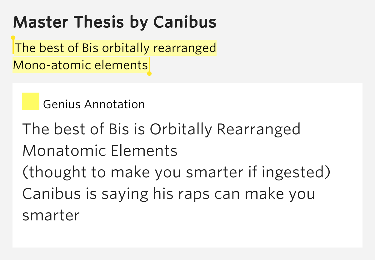 Canibus master thesis lyrics