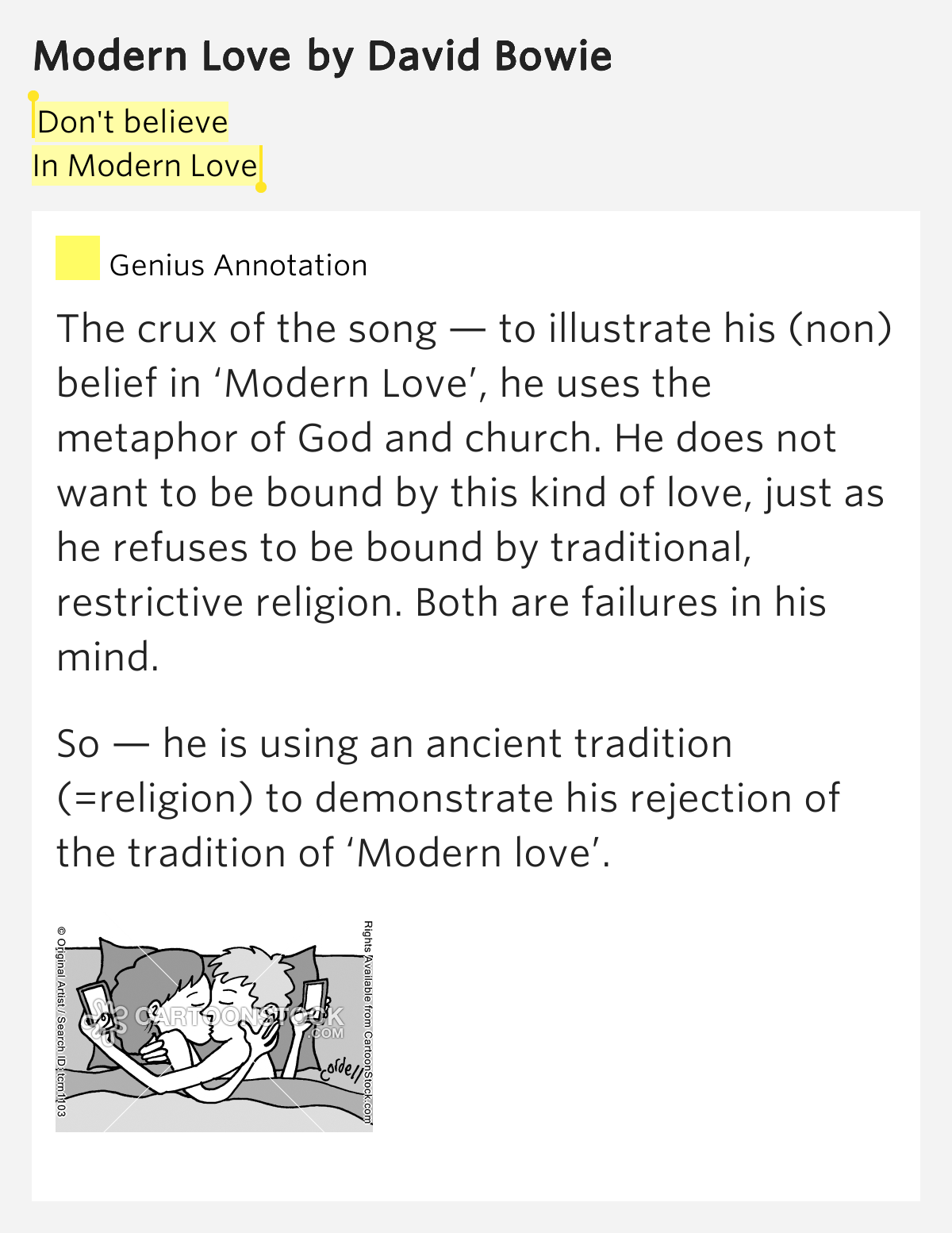 Don't believe / In Modern Love Modern Love Lyrics Meaning