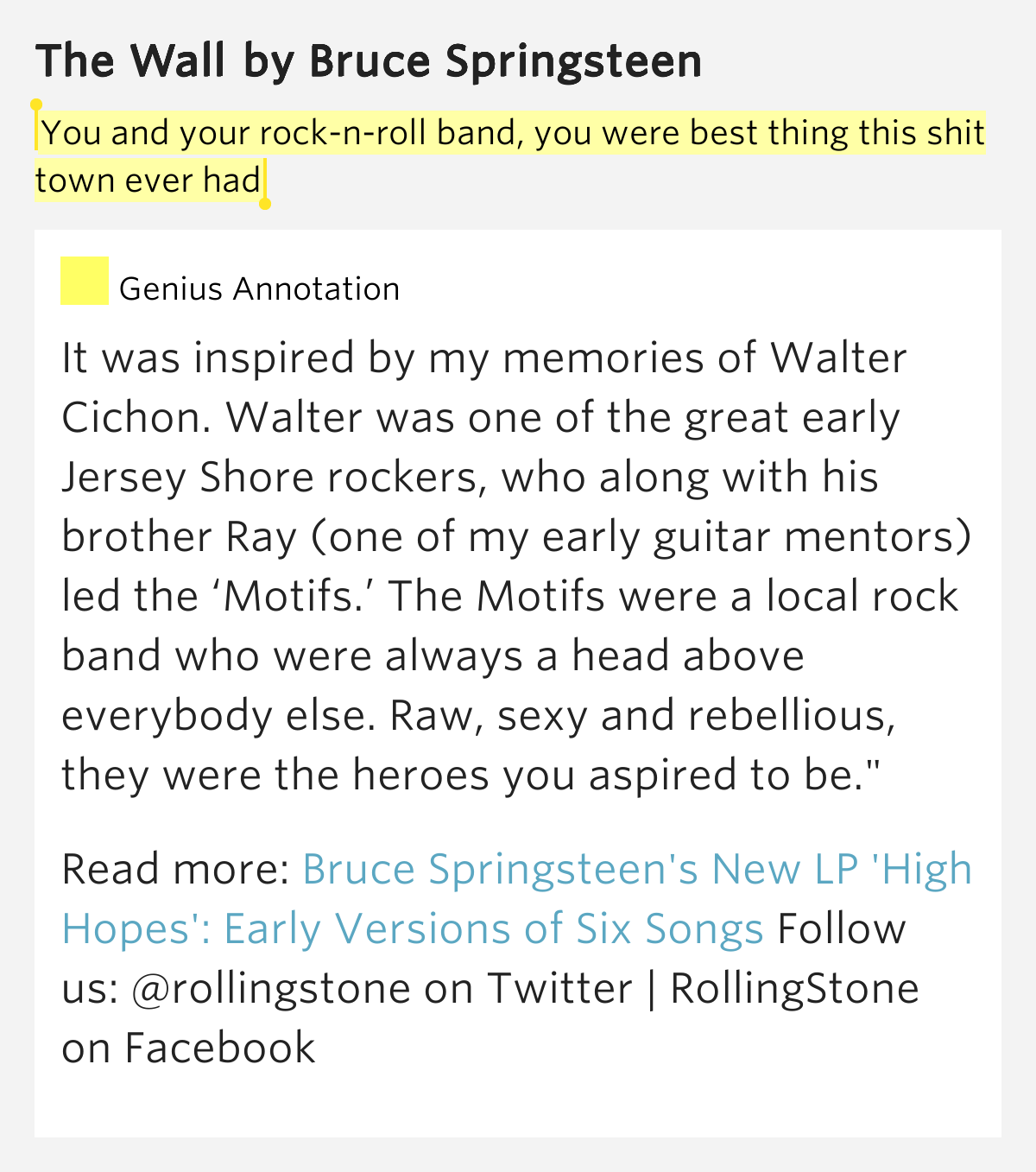 You and your rock-n-roll band, you were best thing this ...