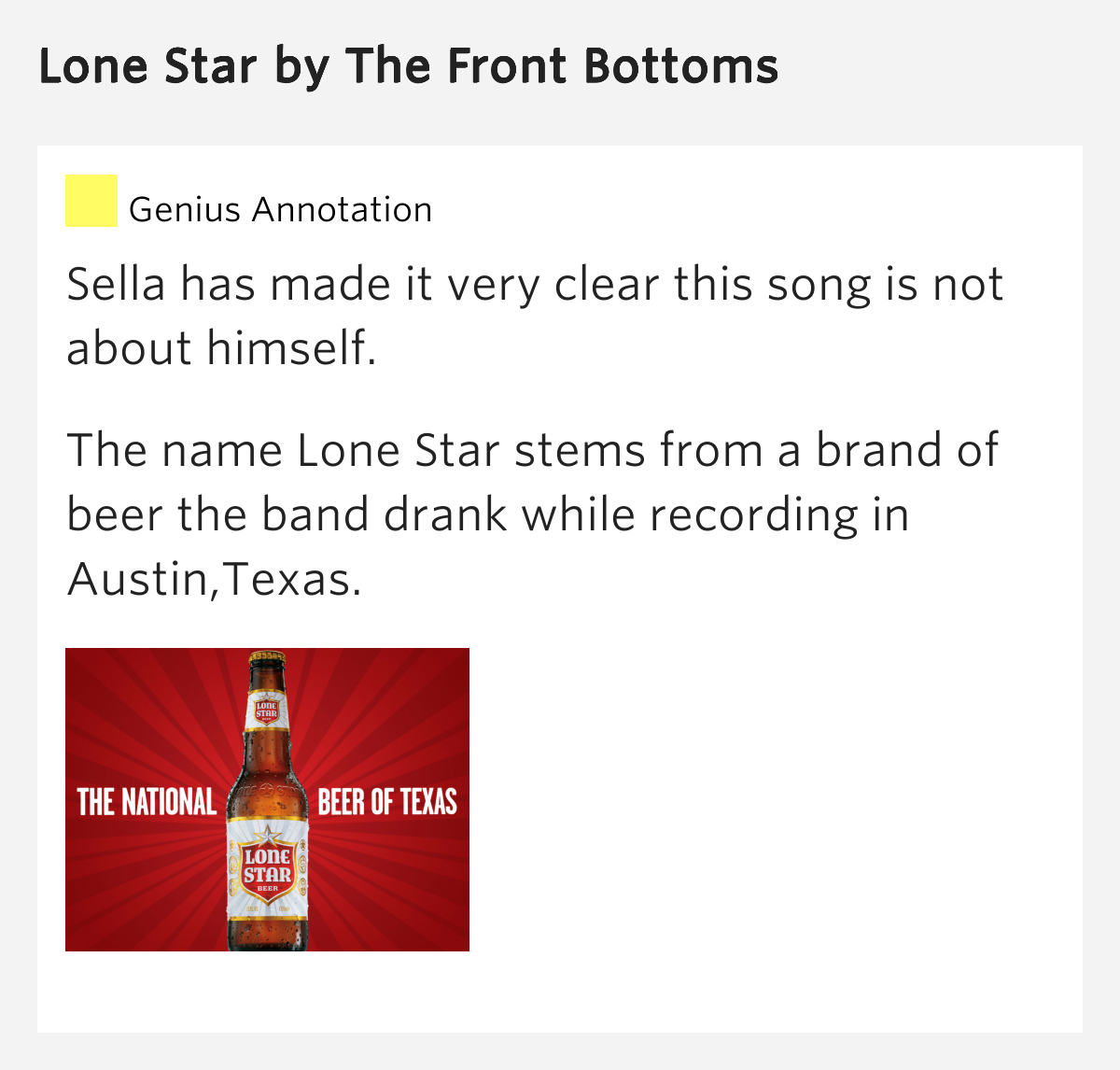 Lone Star Lone Star Lyrics Meaning