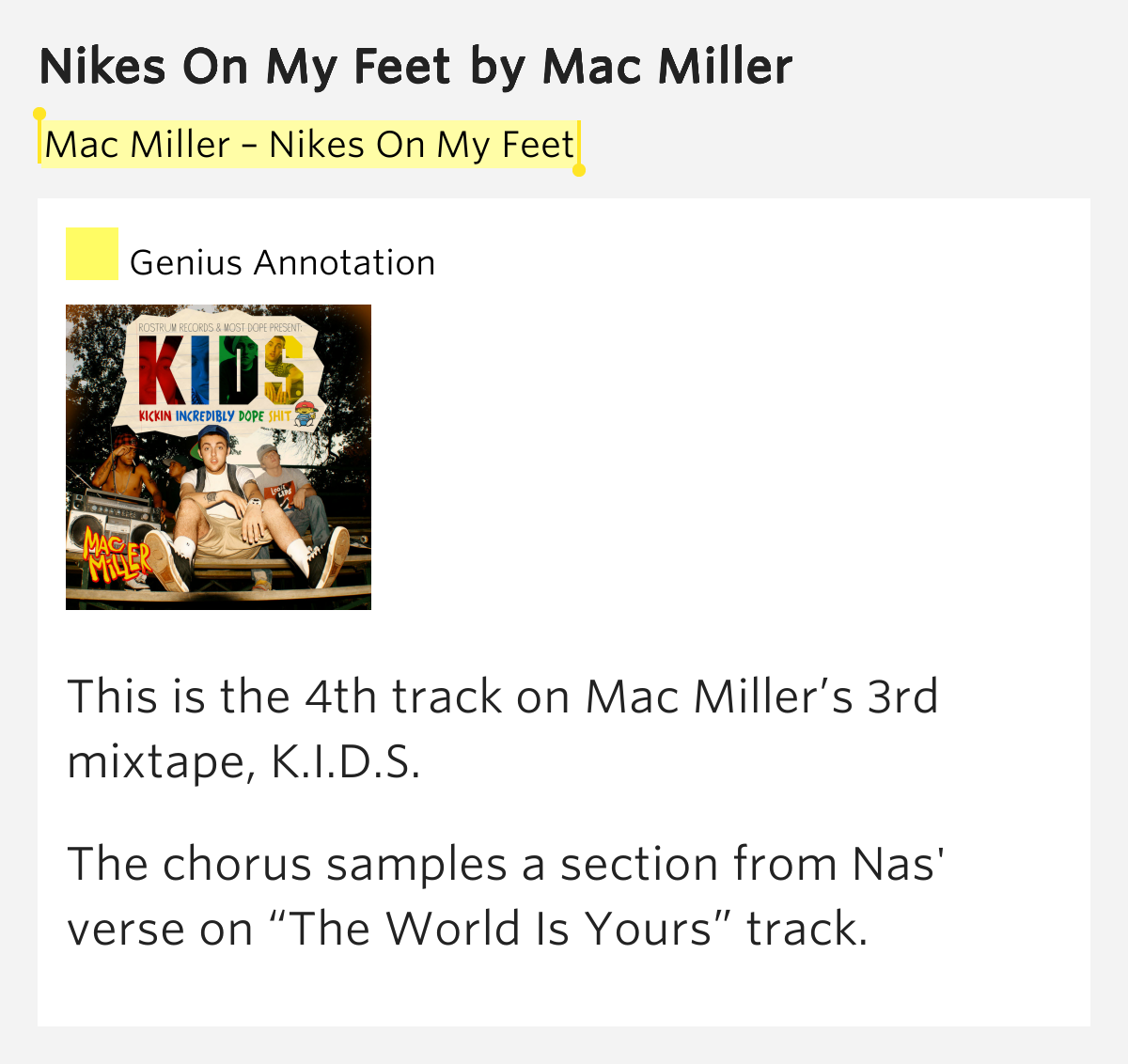 Mac Miller Nikes On My Feet Sample