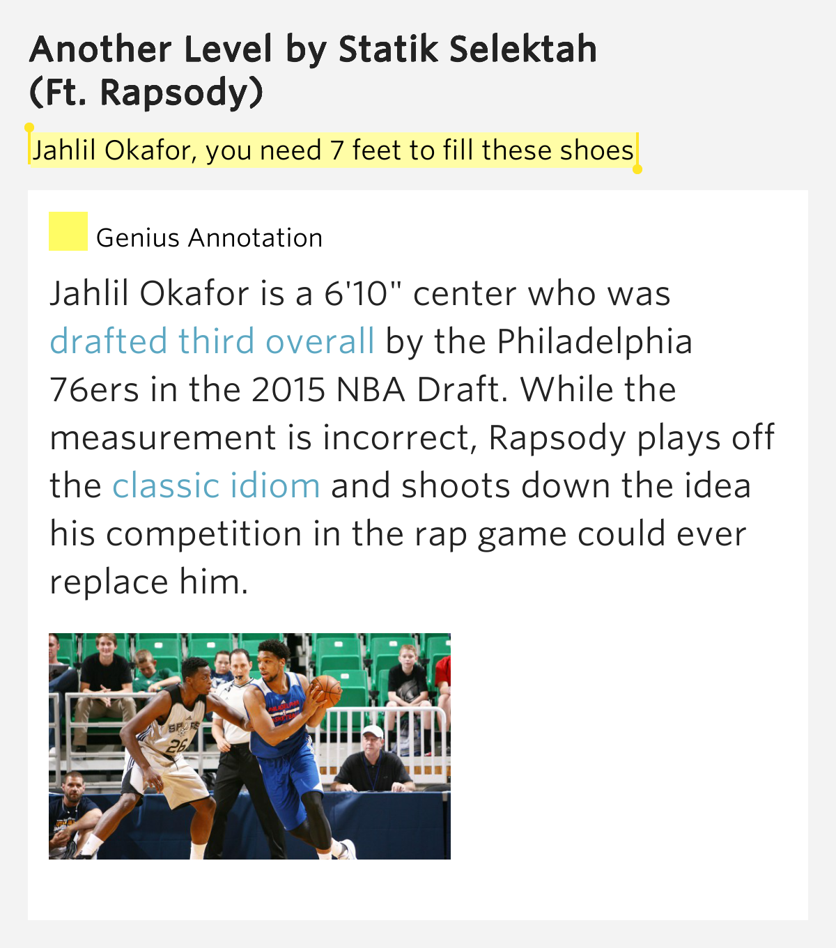 Jahlil Okafor, you need 7 feet to fill these shoes