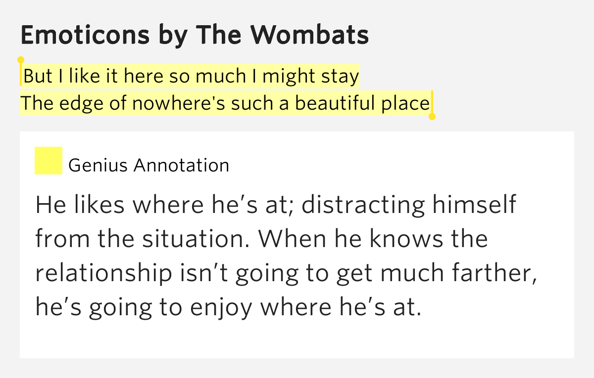 lyrics wombats but i like it here so much i might stay the edge of lyrics wombats but i like it here so much i might stay the edge of