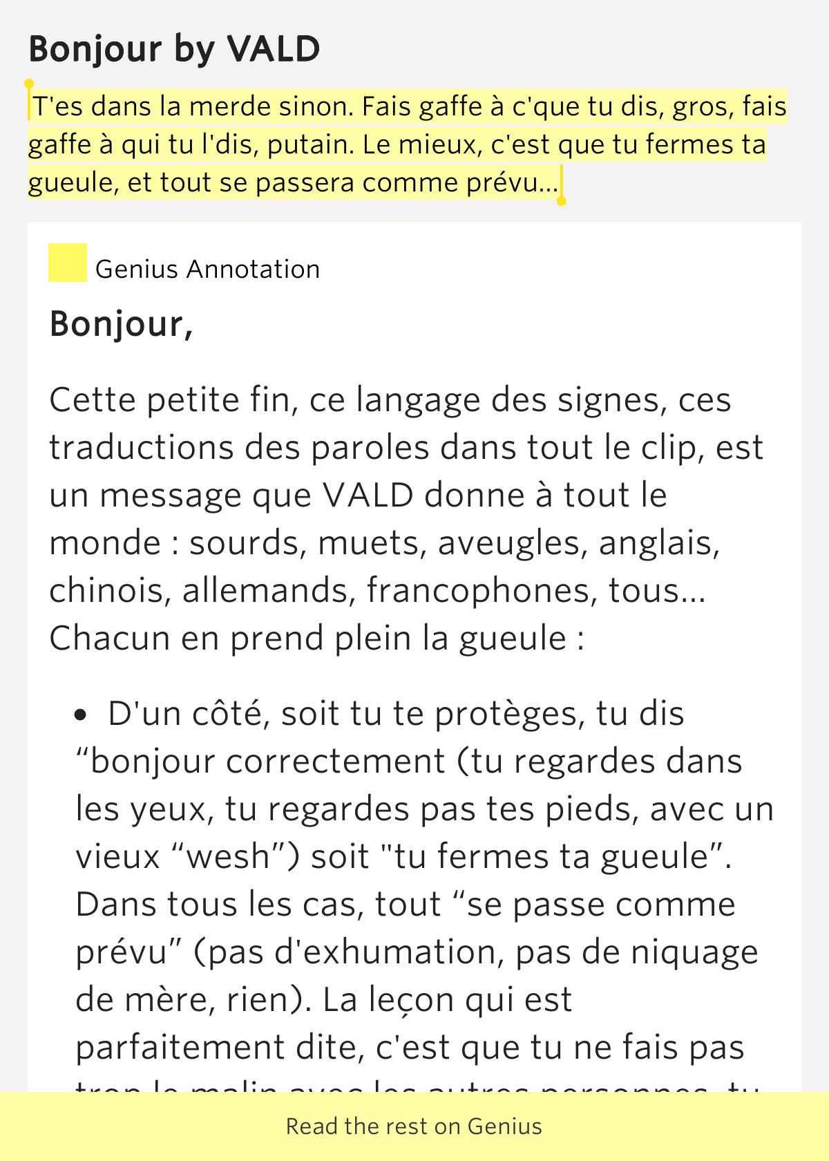 T'es dans la merde sinon. Fais gaffe à c'que tu dis, gros, fais gaffe à
