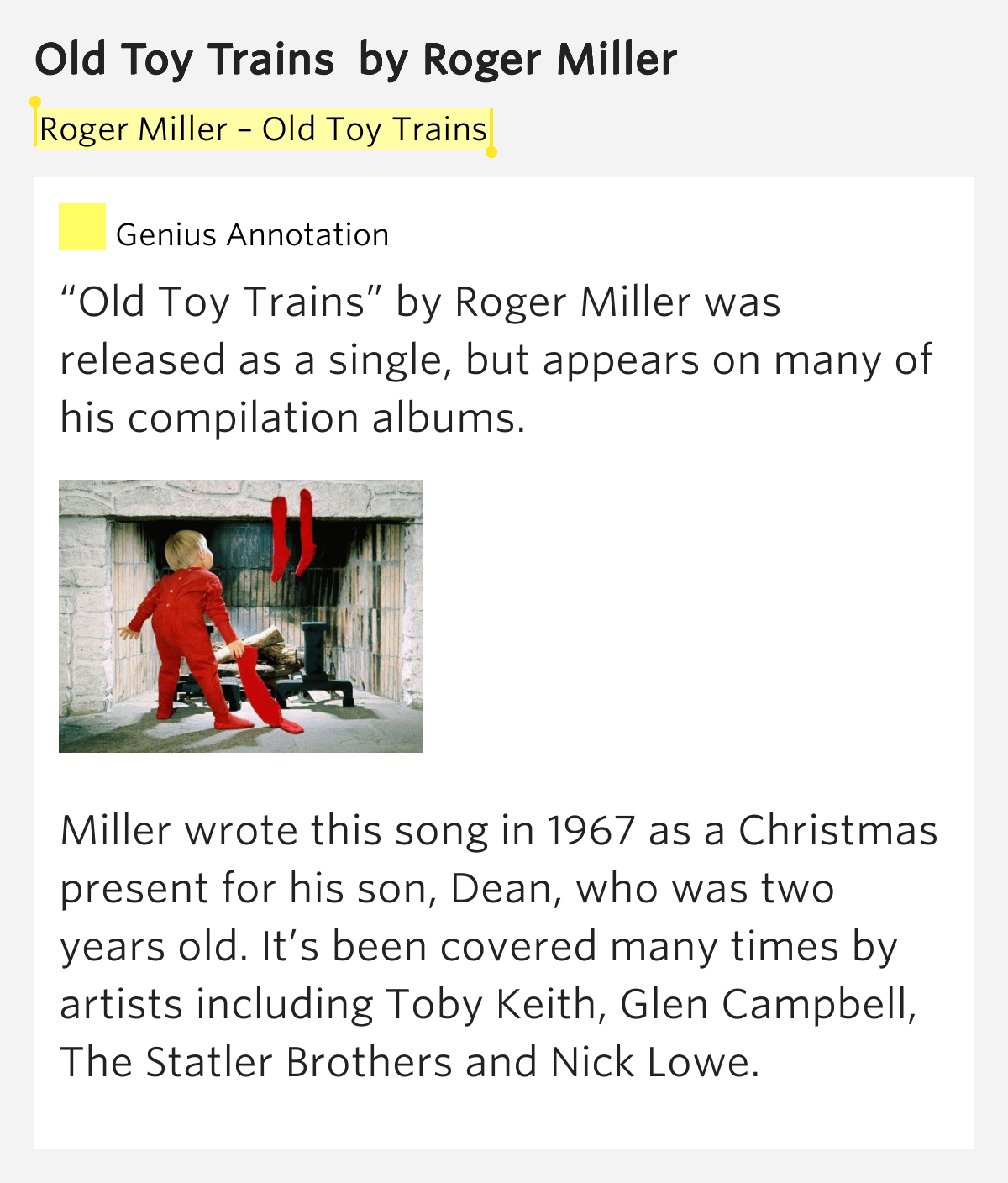 Roger Miller Old Toy Trains Old Toy Trains by Roger Miller