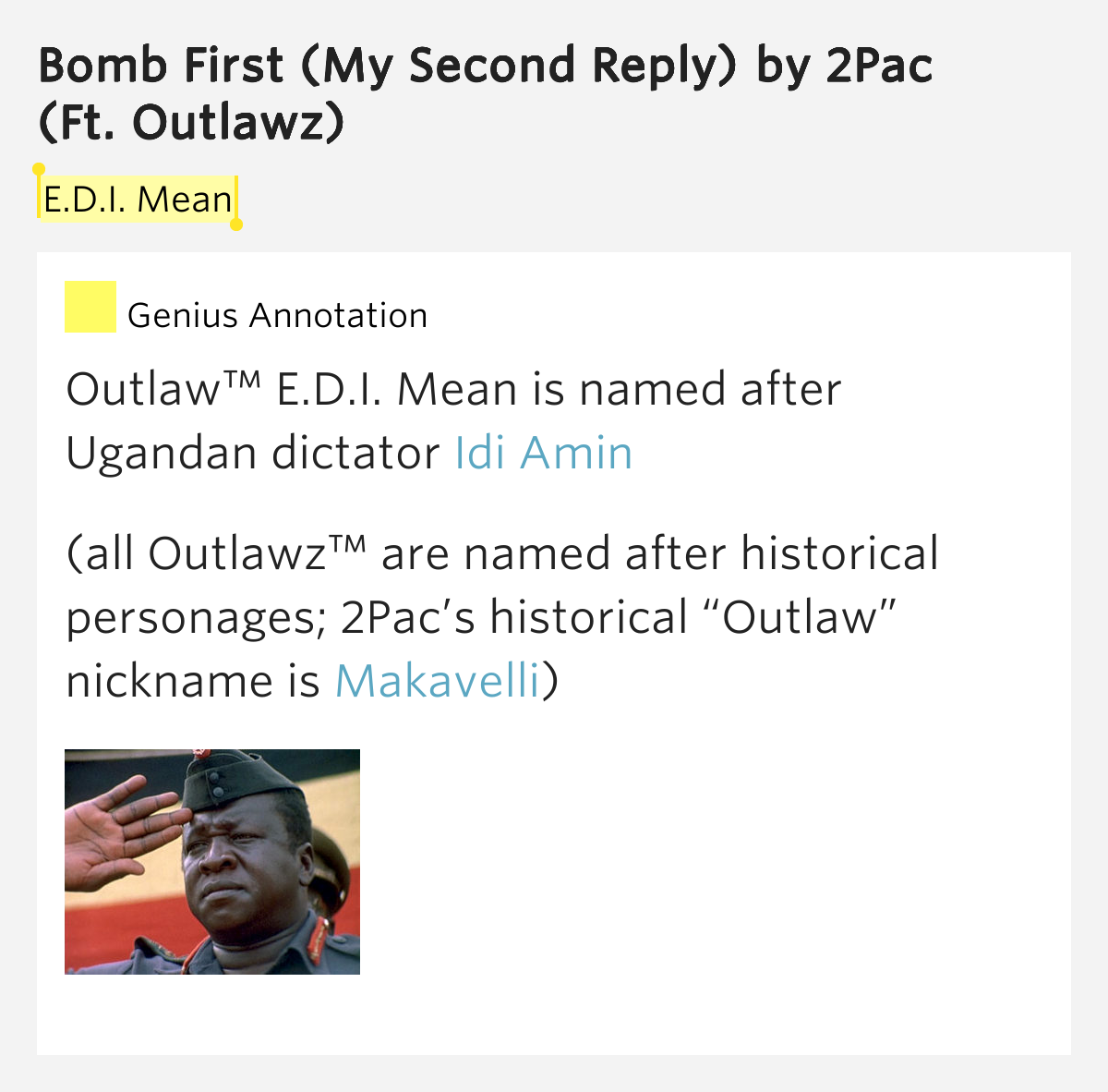 E.D.I. Mean Bomb First (My Second Reply) by 2Pac
