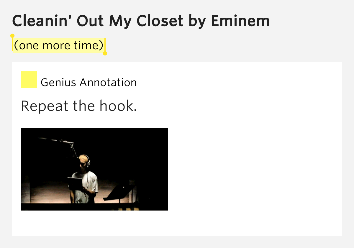 (one more time) – Cleanin' Out My Closet by Eminem