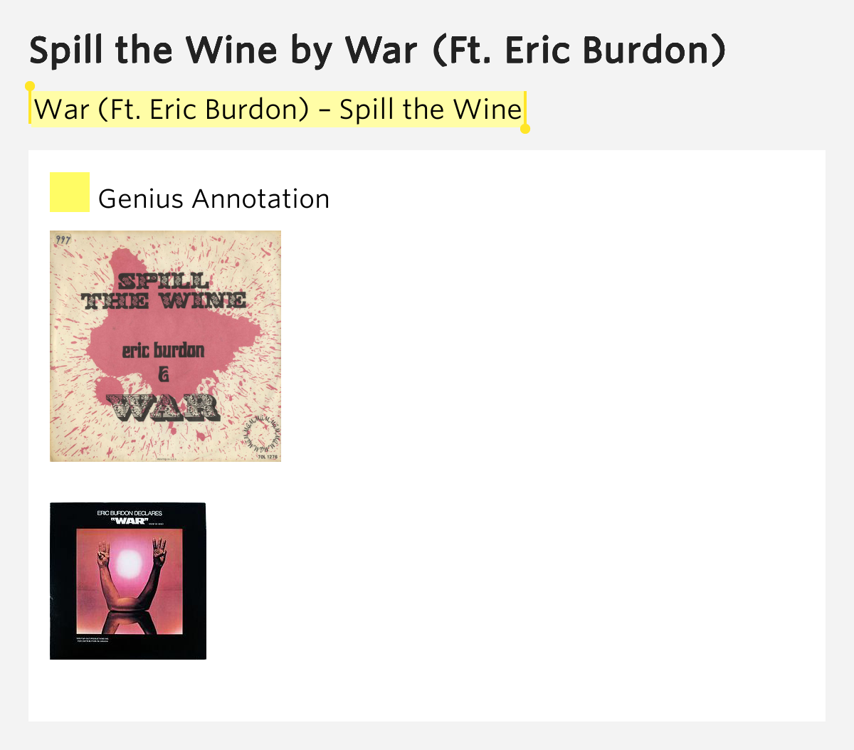 Spill the Wine Spill the Wine by War