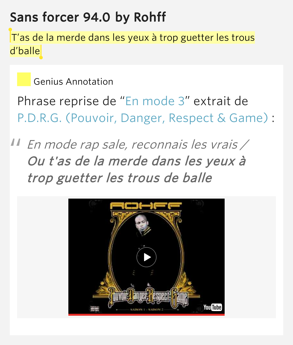 T’as de la merde dans les yeux à trop guetter les trous d’balle Sans