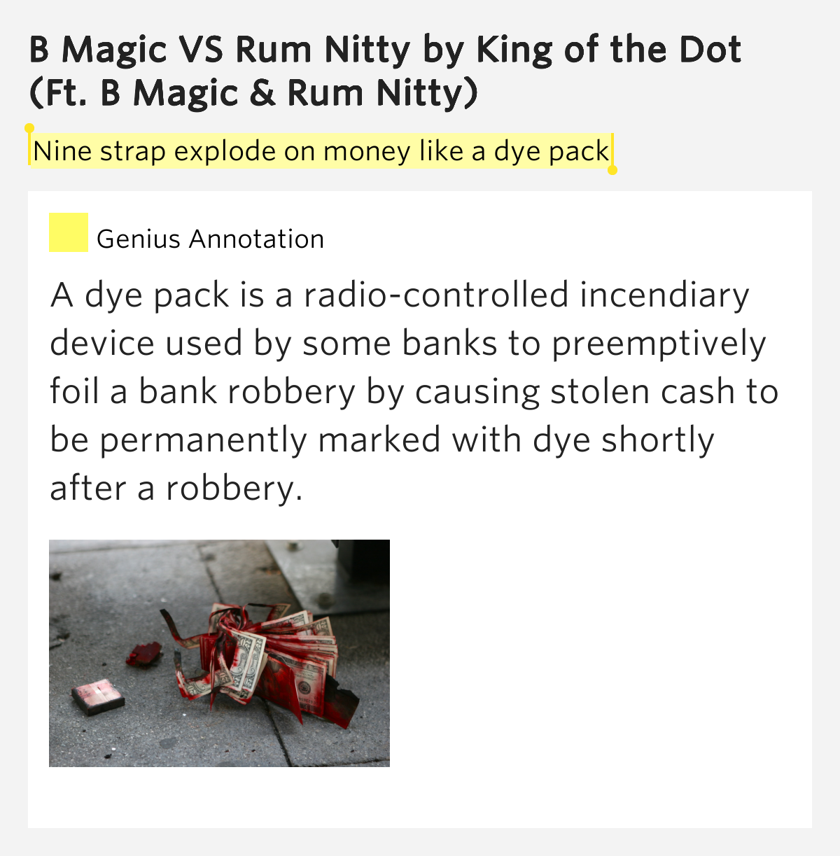 Nine strap explode on money like a dye pack B Magic VS Rum Nitty