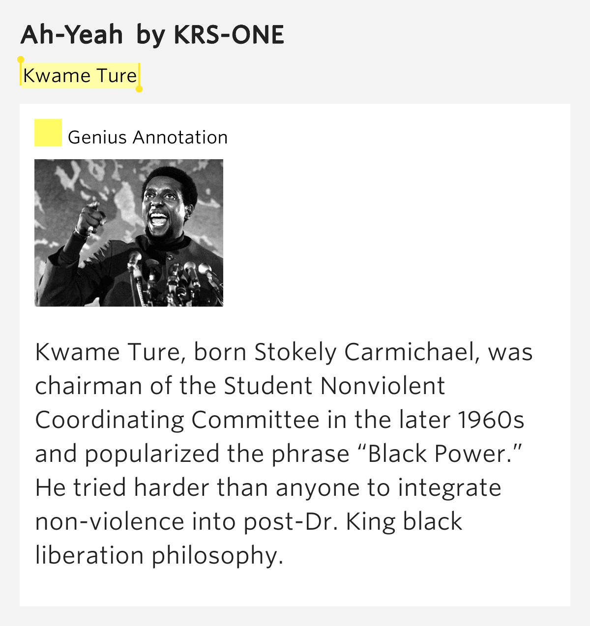 Kwame Ture – Ah-Yeah by KRS-ONE