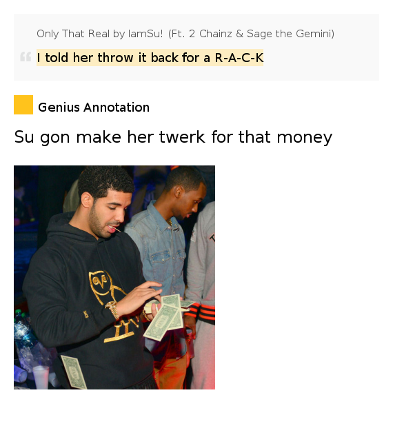 I told her throw it back for a RACK Only That Real Lyrics Meaning