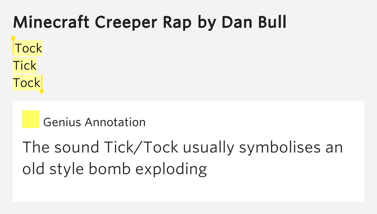Tock / Tick / Tock Minecraft Creeper Rap Lyrics Meaning