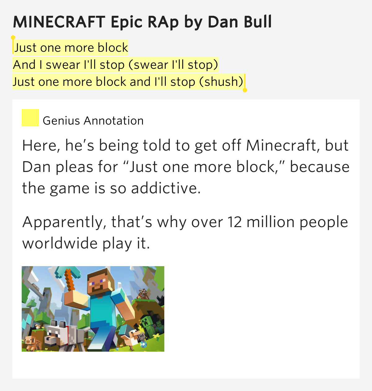 Minecraft On My Mind Lyrics