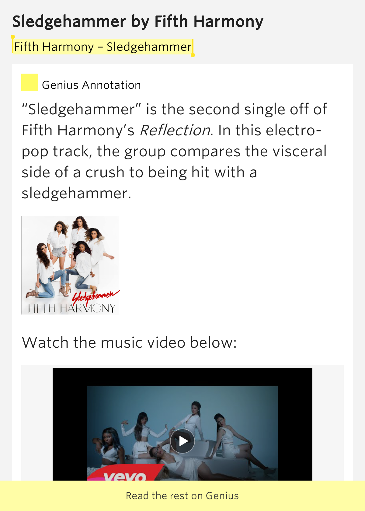 Fifth Harmony Sledgehammer Sledgehammer by Fifth Harmony