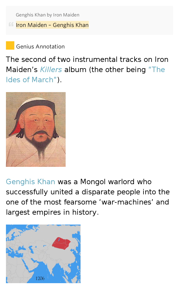 Iron Maiden Genghis Khan Genghis Khan by Iron Maiden