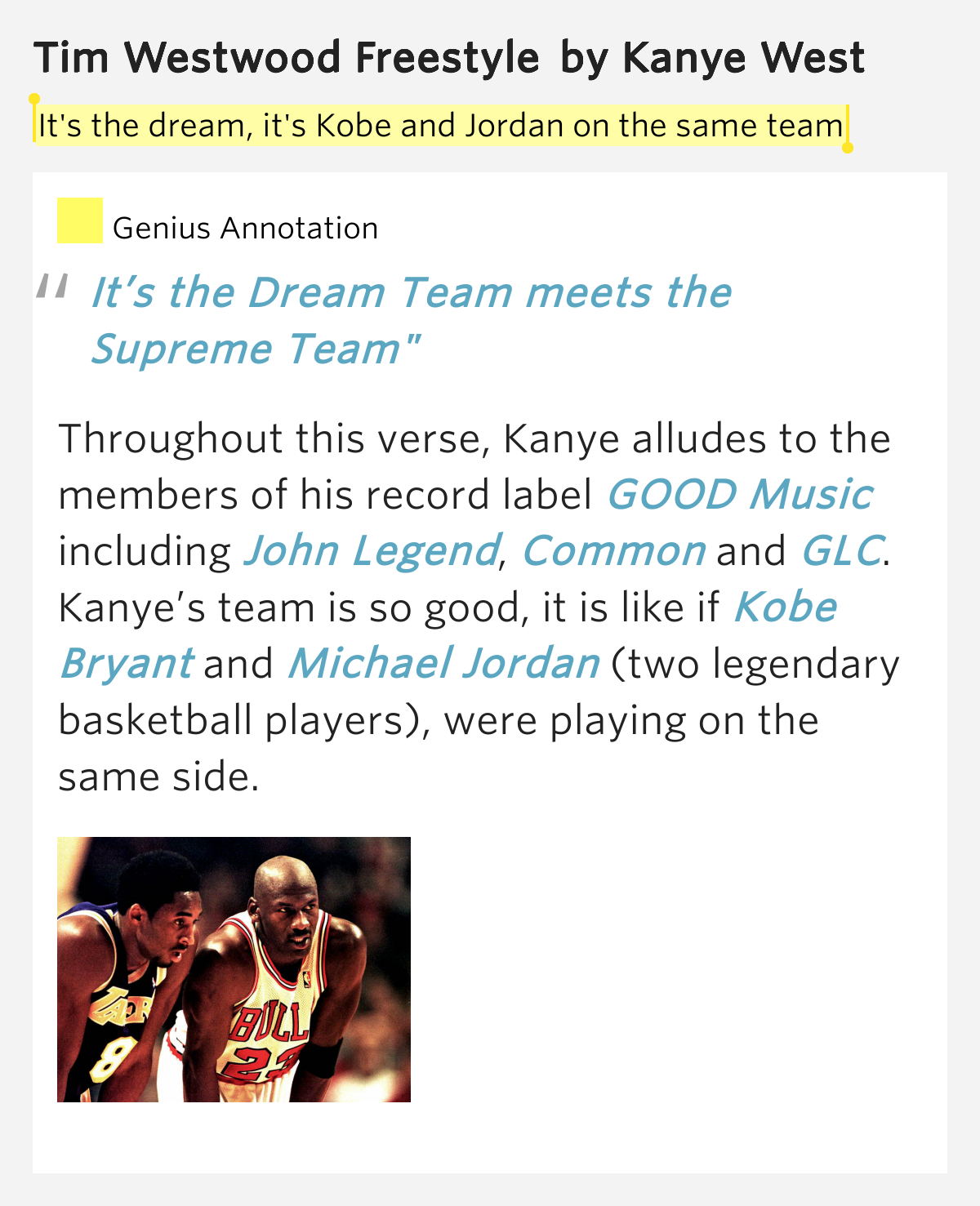 It's the dream, it's Kobe and Jordan on the same team Tim Westwood