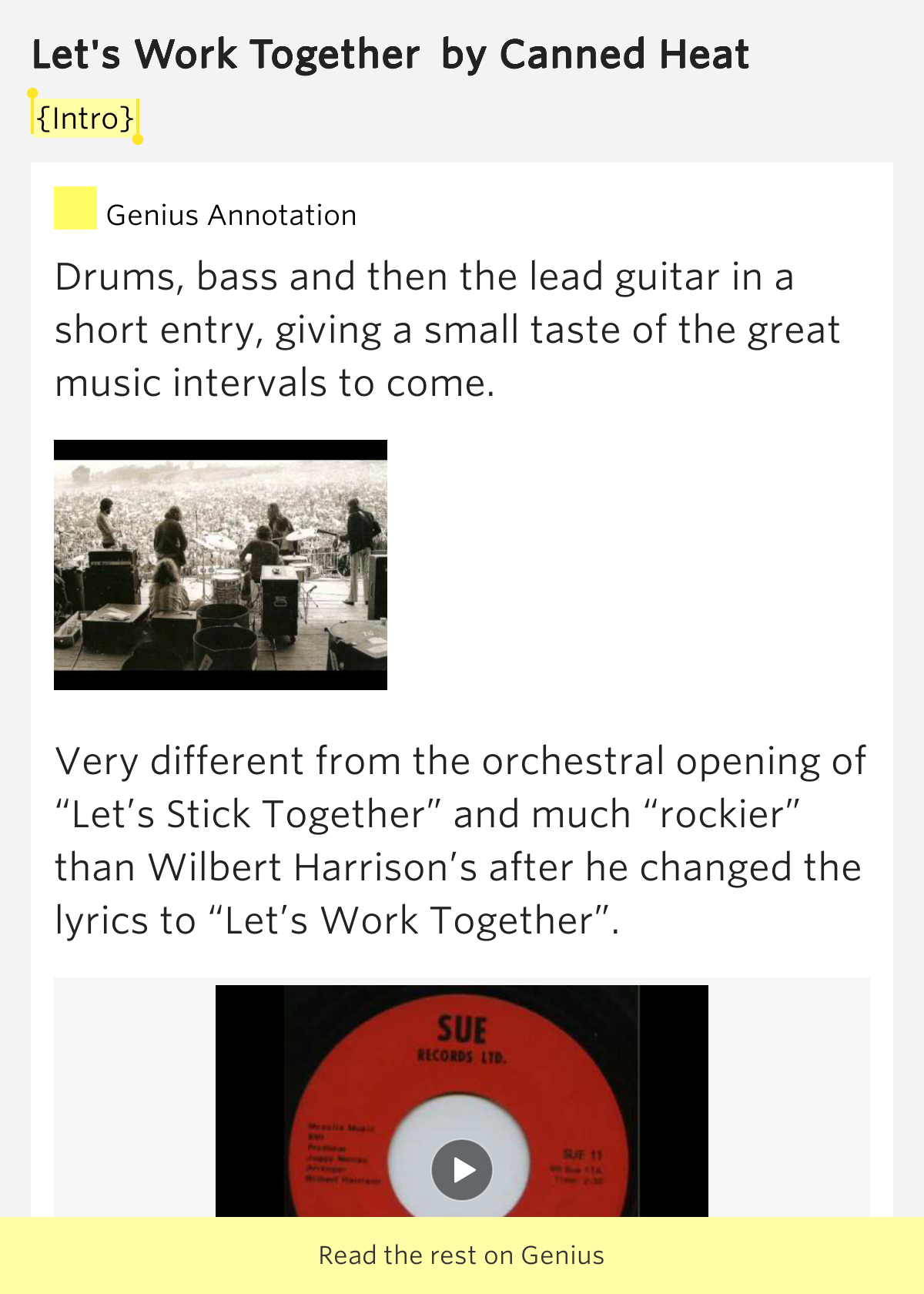 {Intro} Let's Work Together by Canned Heat