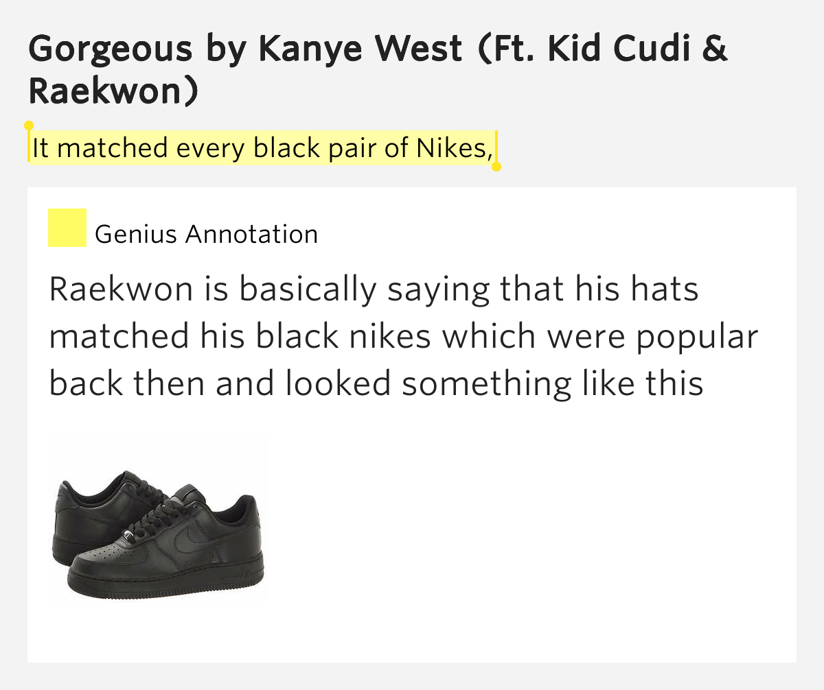 It matched every black pair of Nikes, Lyrics Meaning