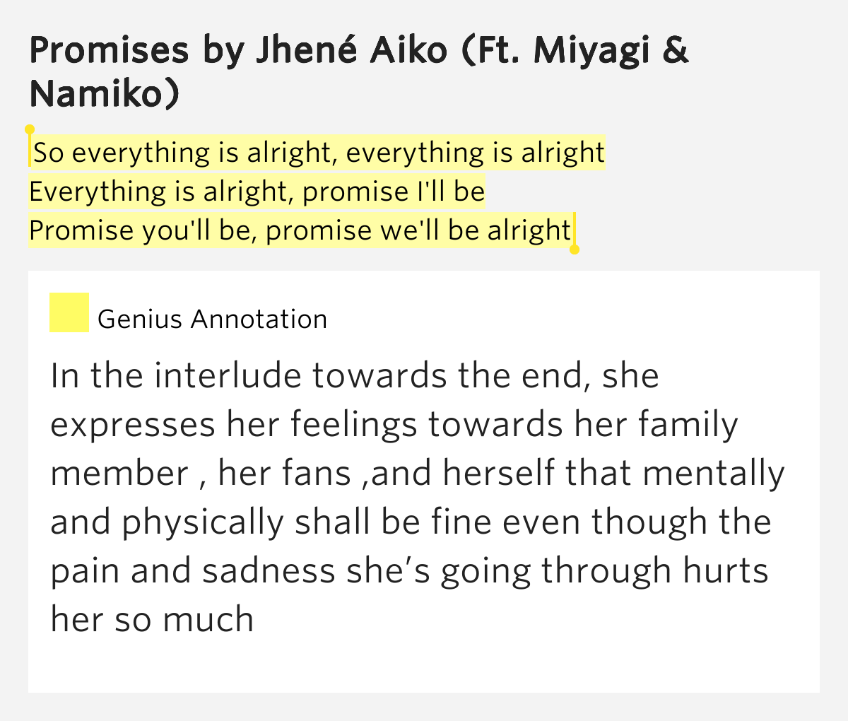 So everything is alright, everything is alright / Everything is alright