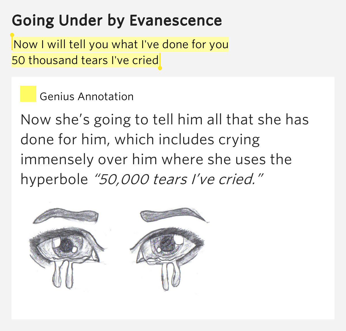 Now I will tell you what I've done for you / 50 thousand tears I've