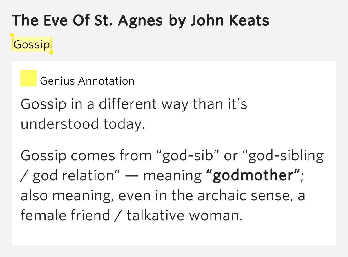 gossip simple meaning gossip the eve of st agnes meaning gossip simple meaning gossip the eve of st agnes meaning