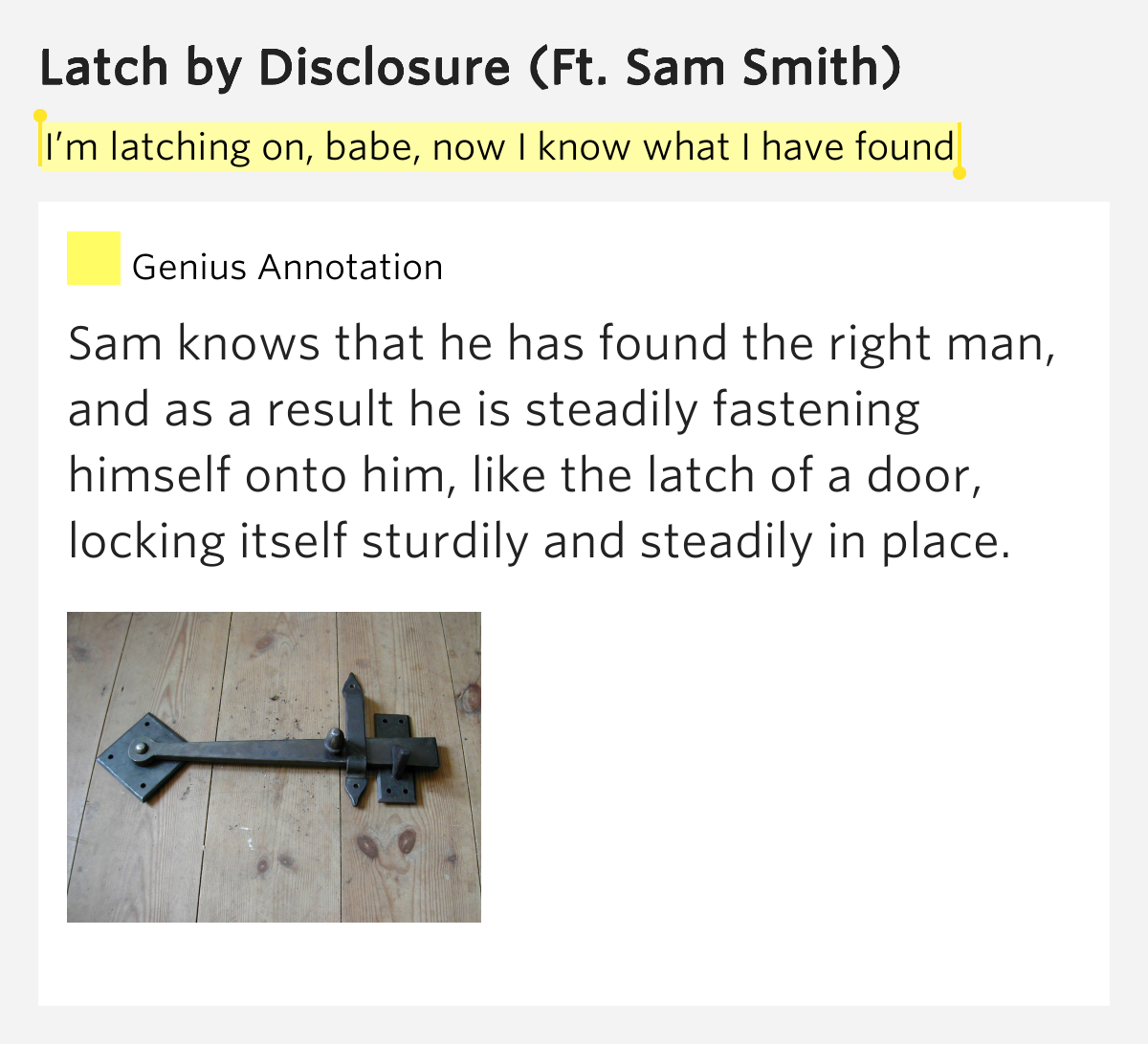 I’m latching on, babe, now I know what I have found Latch