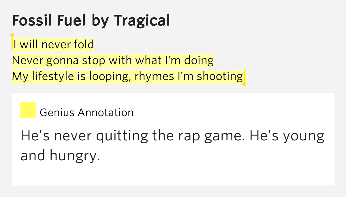 I will never fold / Never gonna stop with what I'm doing / My lifestyle