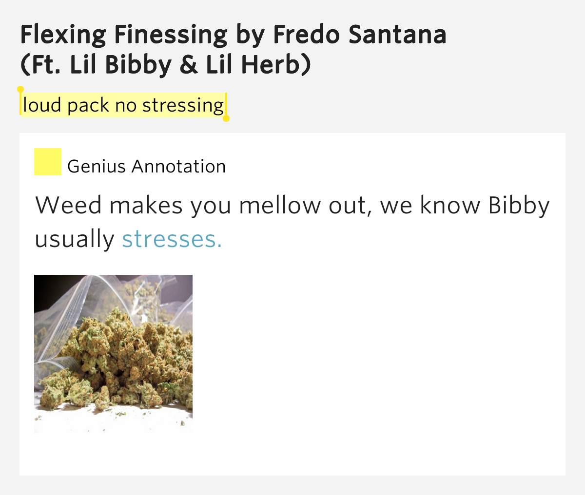 Loud pack no stressing Flexing Finessing by Fredo Santana