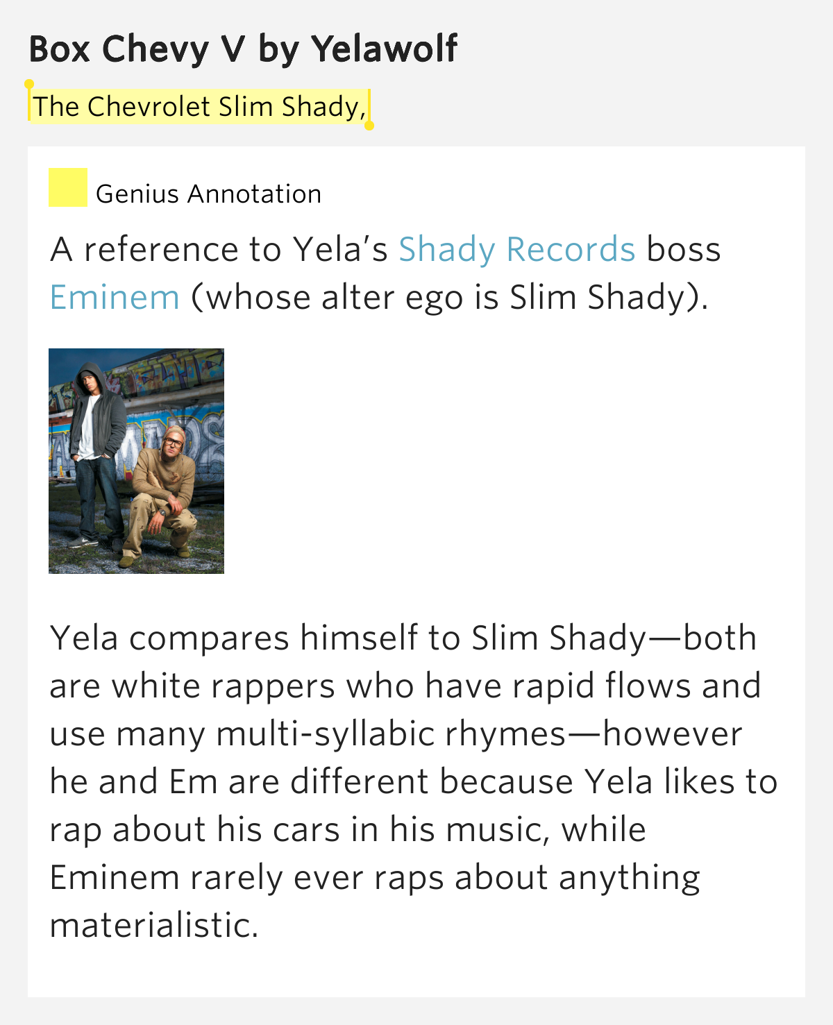 The Chevrolet Slim Shady, Box Chevy V Lyrics Meaning