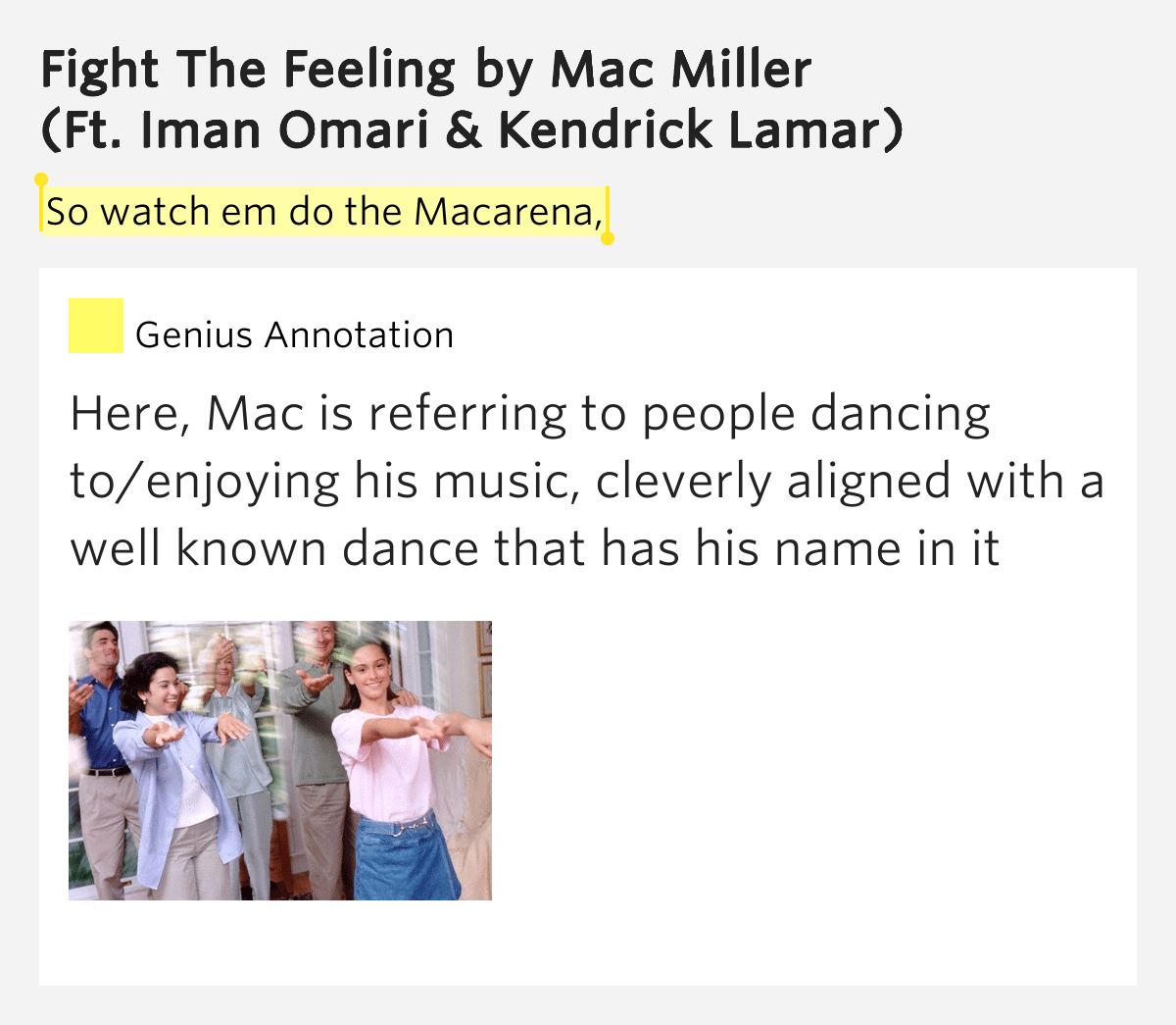 So watch em do the Macarena, Fight The Feeling Lyrics So watch em do the Macarena, Fight The Feeling Lyrics