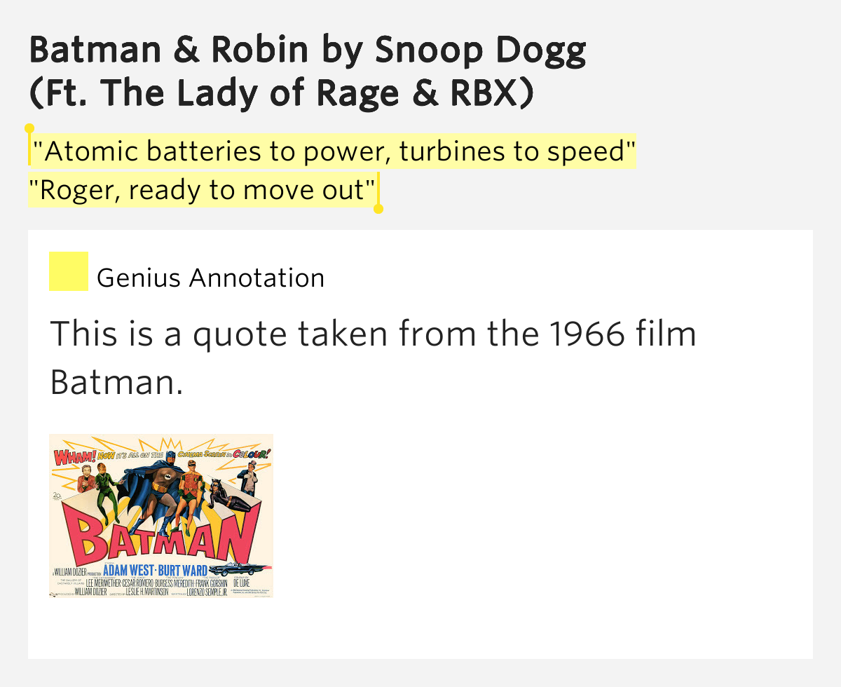 "Atomic batteries to power, turbines to speed" / "Roger, ready to move