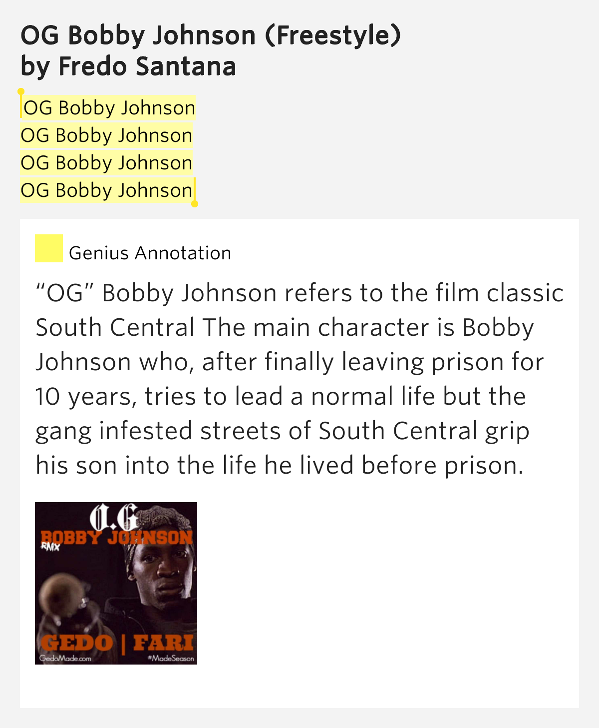 OG Bobby Johnson / OG Bobby.. – OG Bobby Johnson (Freestyle)