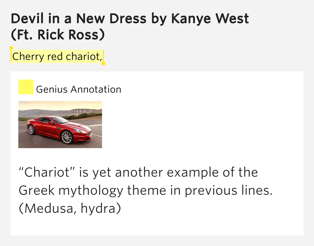 Cherry red chariot, – Devil in a New Dress Lyrics Meaning