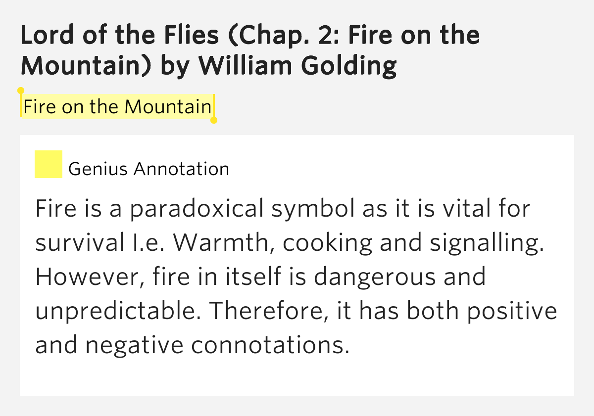 Fire on the Mountain William Golding